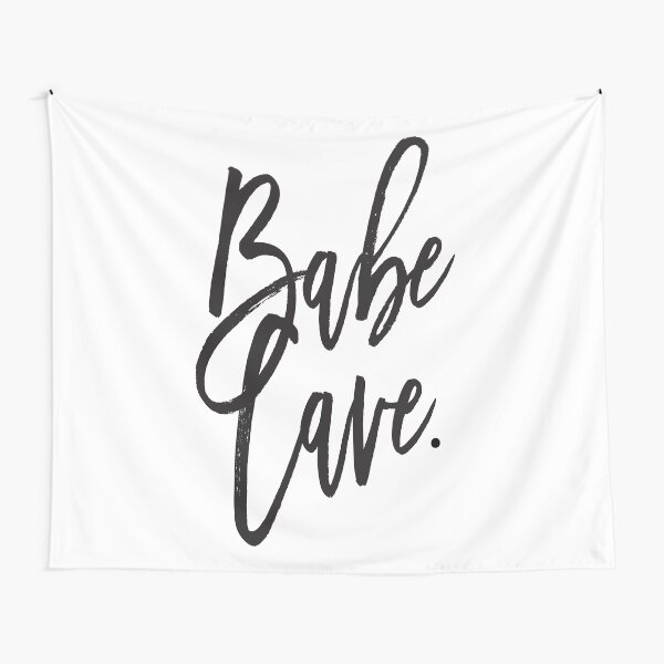 Babe Cave - cita - tipografía de chica femenina - blanco y negro Tela decorativa