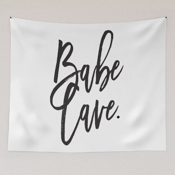 Item preview, Babe Cave - quote - feminine Girl typography - black and white designed and sold by HoneymoonHotel.