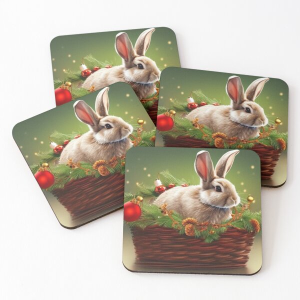 Item preview, Bunny in a Christmas Basket designed and sold by NatWWE.