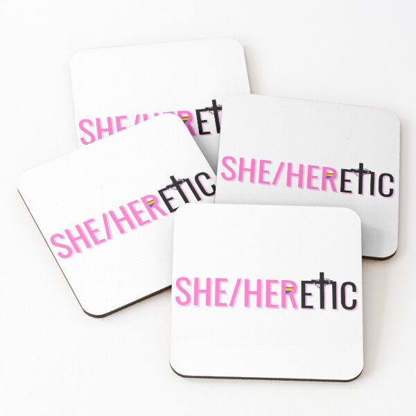 Item preview, She/Heretic Pronouns designed and sold by holyqueerit.