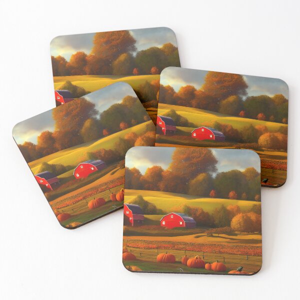 Item preview, Red Barn, Fall Pumpkins designed and sold by dabblerscorner.