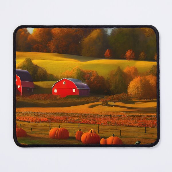 Item preview, Red Barn, Fall Pumpkins designed and sold by dabblerscorner.