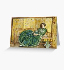 April - (The Green Gown) by Childe Hassam Greeting Card