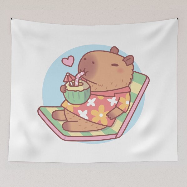 Item preview, Cute Capybara Chilling With Coconut Drink designed and sold by rustydoodle.