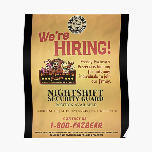 Fnaf Help Wanted Poster For Sale By Sundttanyou Redbubble 8673