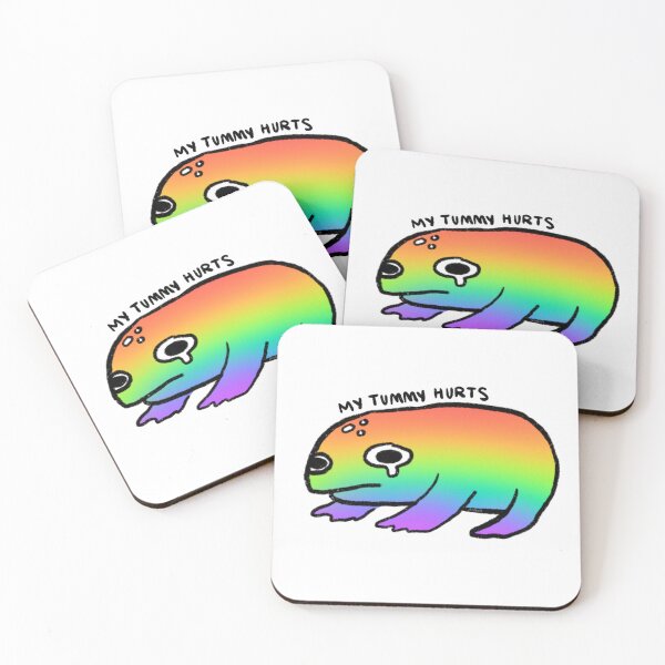 Item preview, rainbow frog my tummy hurts  designed and sold by iristocat.