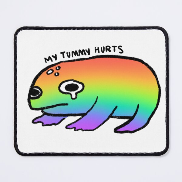 Item preview, rainbow frog my tummy hurts  designed and sold by iristocat.