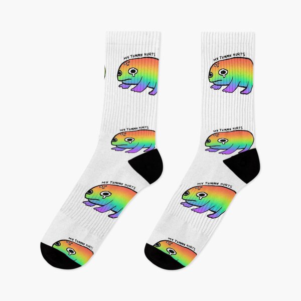 Item preview, rainbow frog my tummy hurts  designed and sold by iristocat.