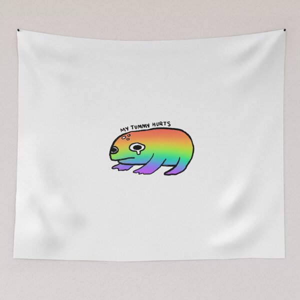 Item preview, rainbow frog my tummy hurts  designed and sold by iristocat.
