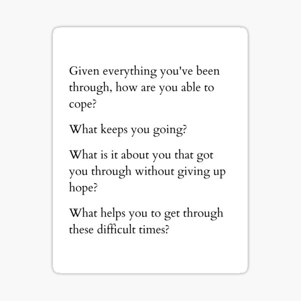"Coping Questions" Sticker for Sale by mugcotherapist Redbubble