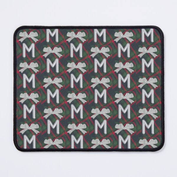 Item preview, Glorious Red and Green Plaid with  Glittering Bow and Puff Initial-M(2) designed and sold by SunMoonBeyond.
