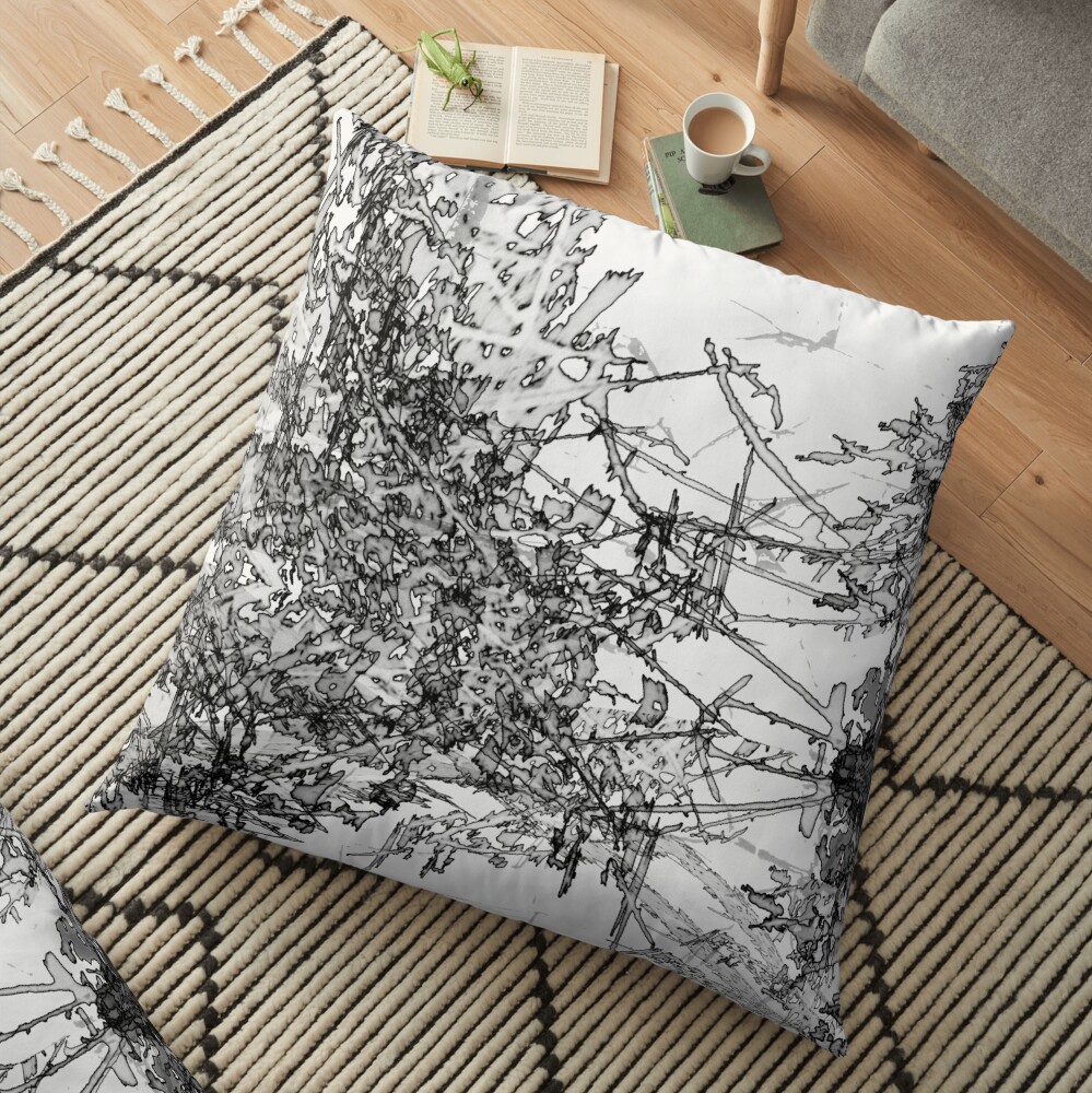 Edgy Black and White Floor Pillow