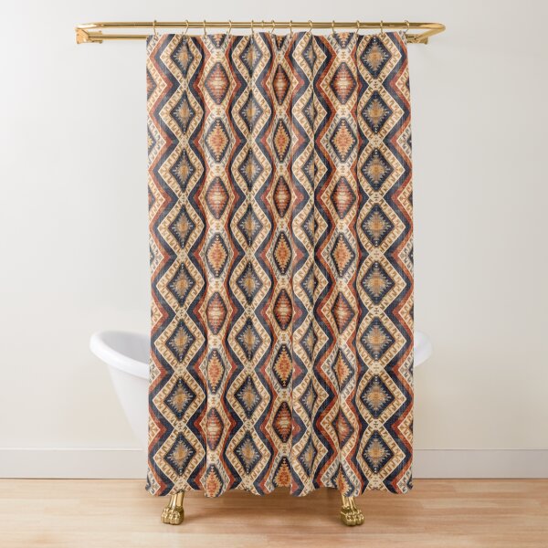 Bohemian Traditional Vintage Oriental Southwestern Fabric Style Shower Curtain