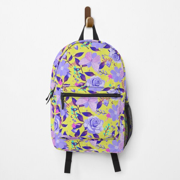 Item preview, Purple Flora and Fauna Butterflies and Flowers on Chartreuse Yellow designed and sold by Cass Noel Studio.