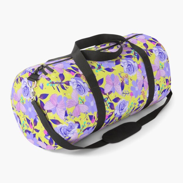 Item preview, Purple Flora and Fauna Butterflies and Flowers on Chartreuse Yellow designed and sold by Cass Noel Studio.