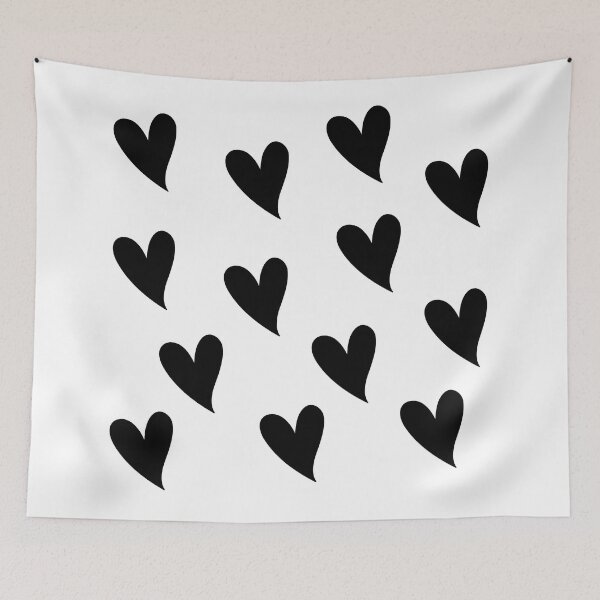 Item preview, Black Hearts on a White Background Geometric Pattern Design designed and sold by rosaliemillen.