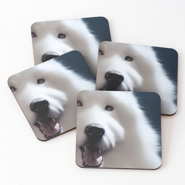 Item preview, White Samoyed dog portrait - neon light #29 designed and sold by supeart.