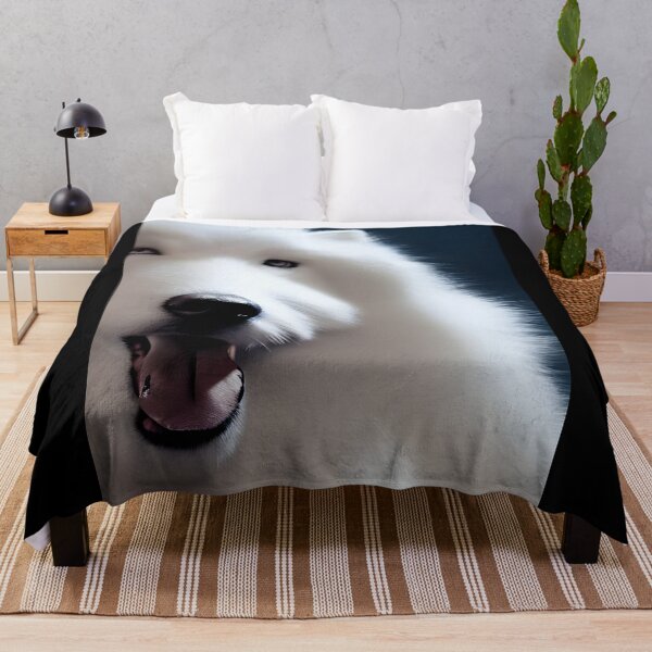 Item preview, White Samoyed dog portrait - neon light #29 designed and sold by supeart.