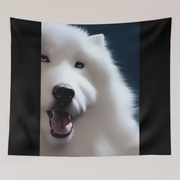 Item preview, White Samoyed dog portrait - neon light #29 designed and sold by supeart.