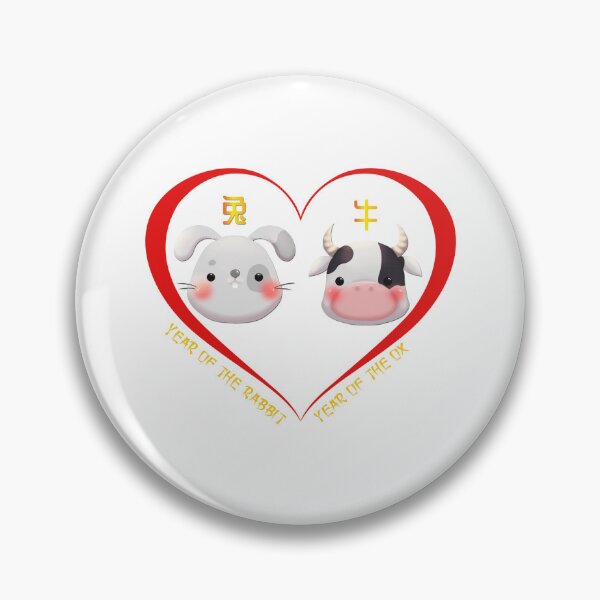 Item preview, Year Of The Rabbit And Year Of The Ox Couples Cute Chinese Zodiac Animals designed and sold by Karry-Pat.
