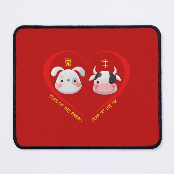 Item preview, Year Of The Rabbit And Year Of The Ox Couples Cute Chinese Zodiac Animals designed and sold by Karry-Pat.