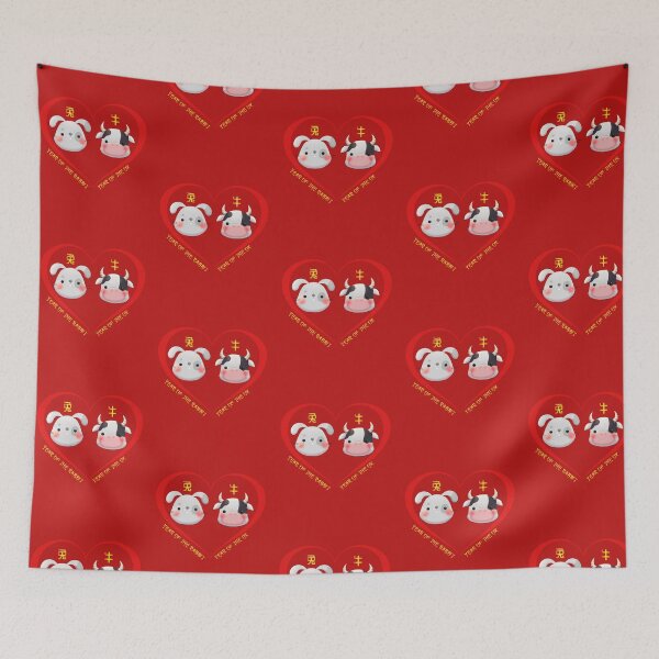 Item preview, Year Of The Rabbit And Year Of The Ox Couples Cute Chinese Zodiac Animals designed and sold by Karry-Pat.