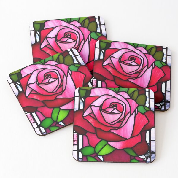 Item preview, Roses In a Stained Glass Artwork Design designed and sold by StickerBird.