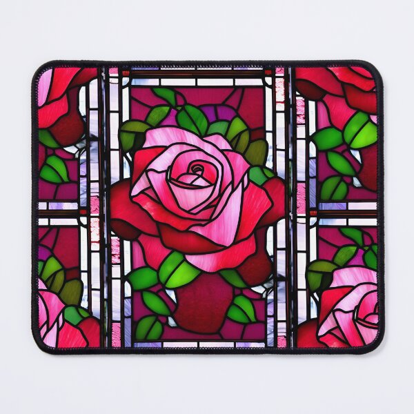 Item preview, Roses In a Stained Glass Artwork Design designed and sold by StickerBird.