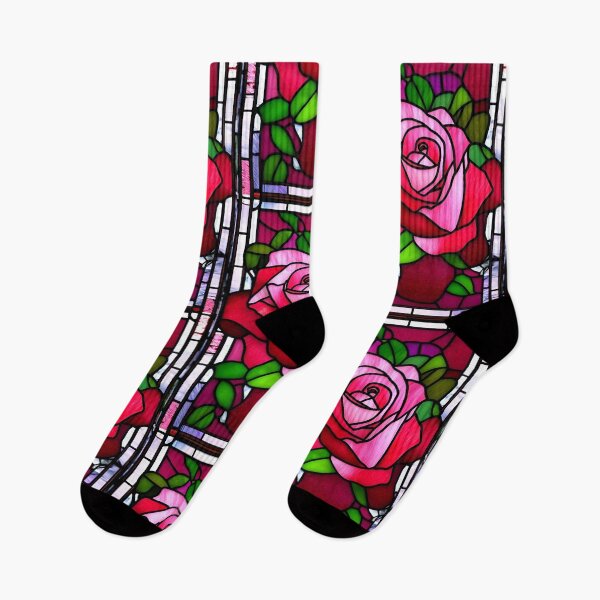 Item preview, Roses In a Stained Glass Artwork Design designed and sold by StickerBird.