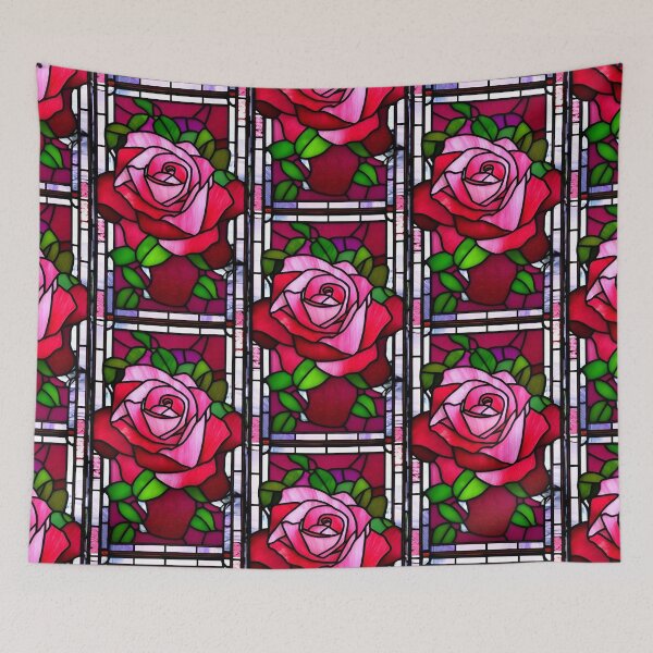 Item preview, Roses In a Stained Glass Artwork Design designed and sold by StickerBird.