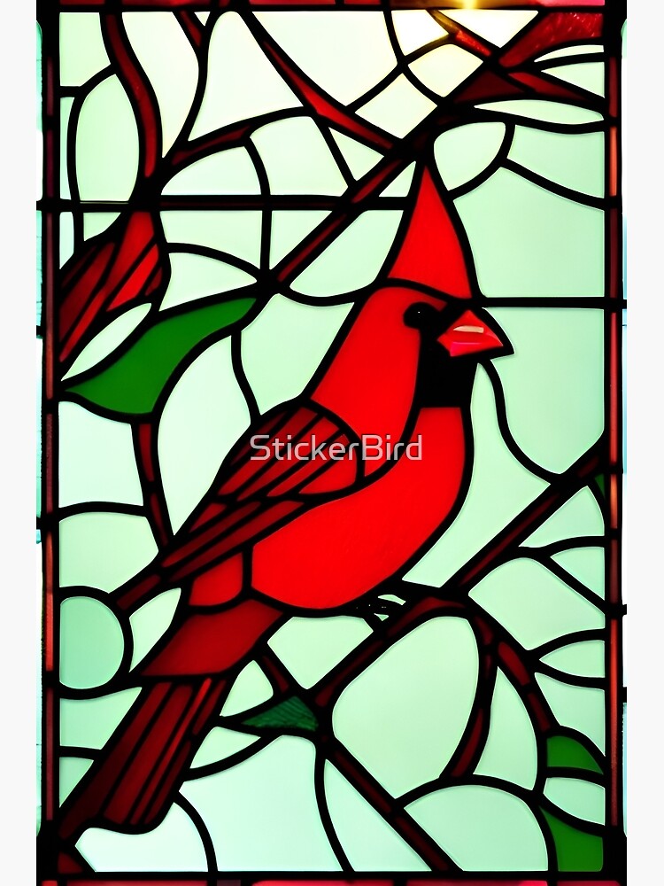 Red Cardinal Stained Glass Design Artwork red-cardinal-stained-glass-design-artwork-art-print-for-sale-by-stickerbird-redbubble