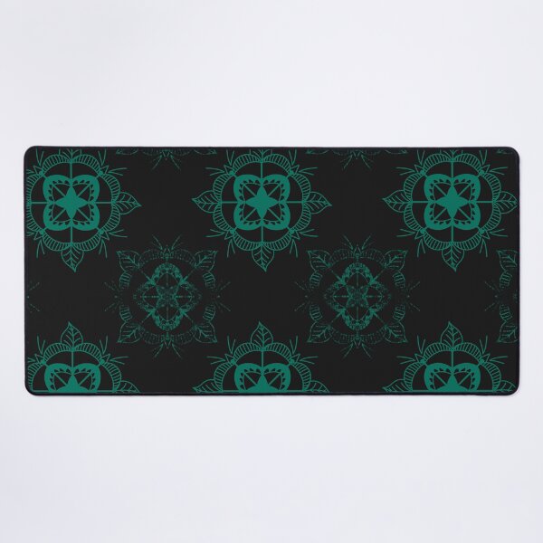 Item preview, Sketchy Flower Mandala Bohemian Folklore Vibes Repetitive Seamless Pattern Black and Green Boho designed and sold by marie-inks.