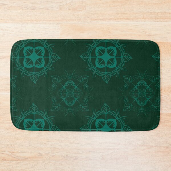 Item preview, Sketchy Flower Mandala Bohemian Folklore Vibes Repetitive Seamless Pattern Black and Green Boho designed and sold by marie-inks.