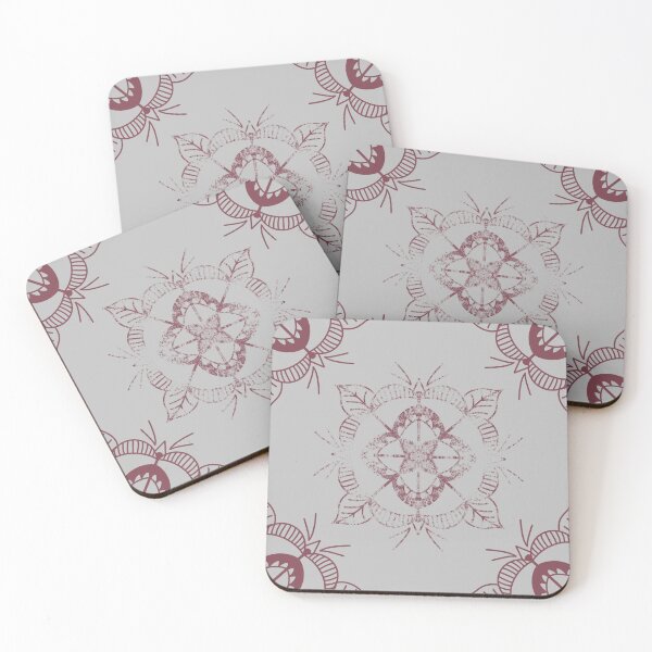 Item preview, Sketchy Flower Mandala Bohemian Folklore Vibes Repetitive Seamless Pattern Grey and Pink Boho designed and sold by marie-inks.