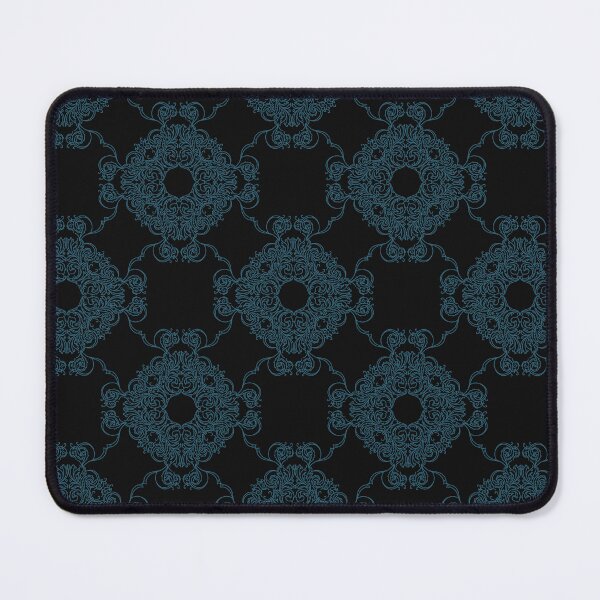 Item preview, Sketchy Flower Mandala Bohemian Folklore Vibes Repetitive Seamless Pattern Black and Blue Tile Boho designed and sold by marie-inks.