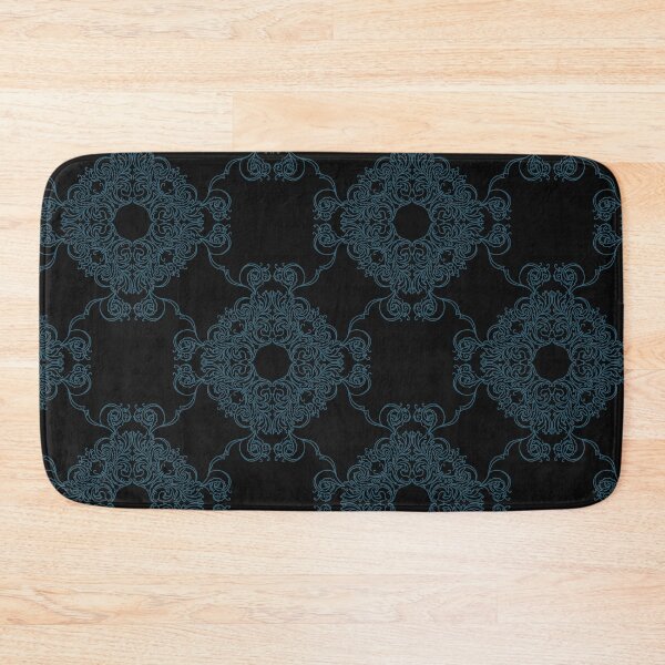 Item preview, Sketchy Flower Mandala Bohemian Folklore Vibes Repetitive Seamless Pattern Black and Blue Tile Boho designed and sold by marie-inks.