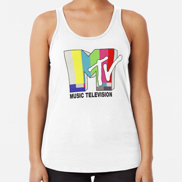 Colorful MTV Music Television Classic 80s Logo "Color Test Pattern" Racerback Tank Top