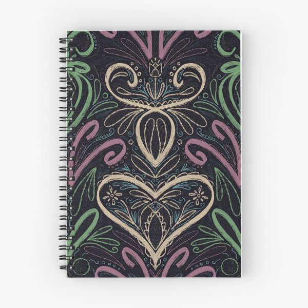 Item preview, Sketchy Folklore floral ornament pastel colours chalk blackboard plants leaves heart tulip symmetrical designed and sold by marie-inks.