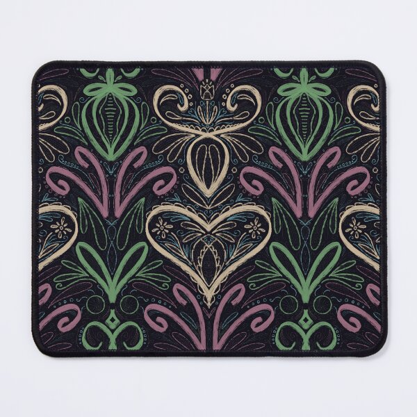 Item preview, Sketchy Folklore floral ornament pastel colours chalk blackboard plants leaves heart tulip symmetrical designed and sold by marie-inks.