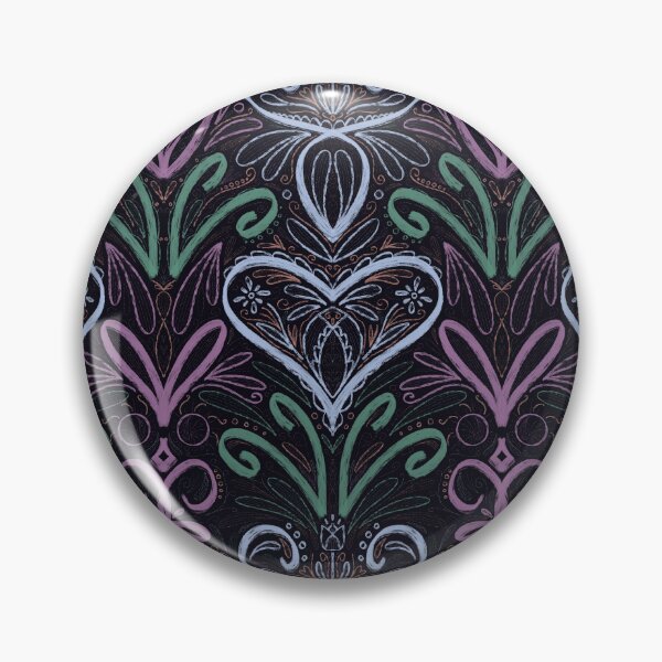Item preview, Sketchy Folklore floral ornament pastel colours chalk blackboard plants leaves heart tulip symmetrical designed and sold by marie-inks.
