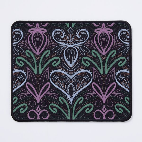 Item preview, Sketchy Folklore floral ornament pastel colours chalk blackboard plants leaves heart tulip symmetrical designed and sold by marie-inks.