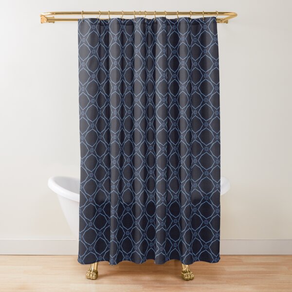 Blue Indigo Bohemian Traditional Vintage African Moroccan Style Shower Curtain