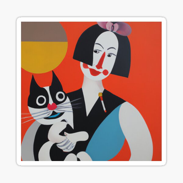 bauhaus geisha mit katze Sticker