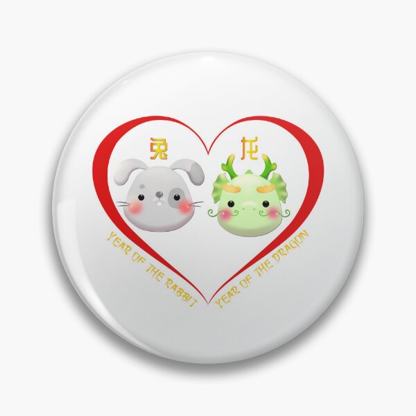 Item preview, Year Of The Rabbit And Year Of The Dragon Couples Cute Chinese Zodiac Animals designed and sold by Karry-Pat.