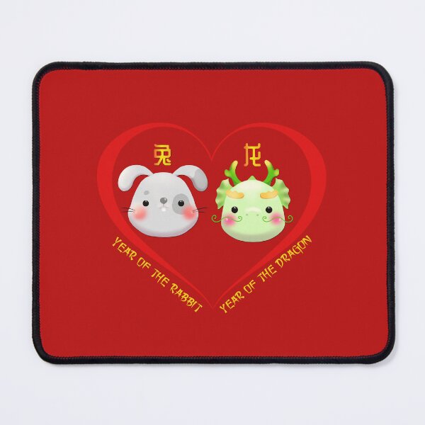 Item preview, Year Of The Rabbit And Year Of The Dragon Couples Cute Chinese Zodiac Animals designed and sold by Karry-Pat.
