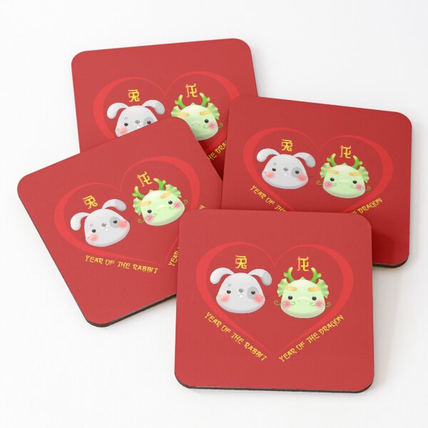 Item preview, Year Of The Rabbit And Year Of The Dragon Couples Cute Chinese Zodiac Animals designed and sold by Karry-Pat.