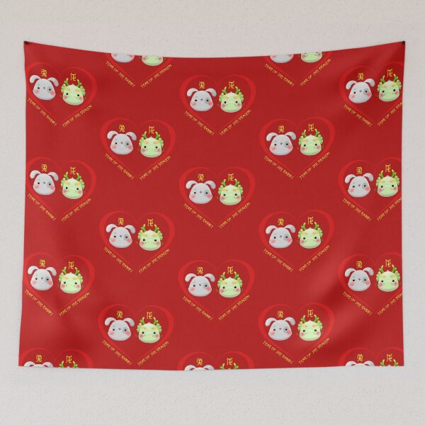 Item preview, Year Of The Rabbit And Year Of The Dragon Couples Cute Chinese Zodiac Animals designed and sold by Karry-Pat.