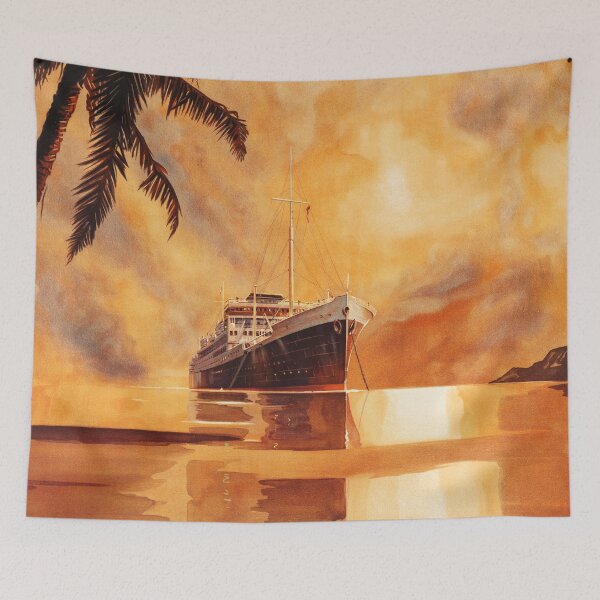 Item preview, Visit the Far East Orient by LES MESSAGERIES MARITIMES 1931 Vintage Ship Travel Poster designed and sold by retroposters.