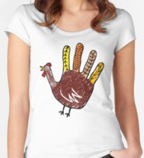 Hand Turkey - Thanksgiving Toddler Women's Fitted Scoop T-Shirt