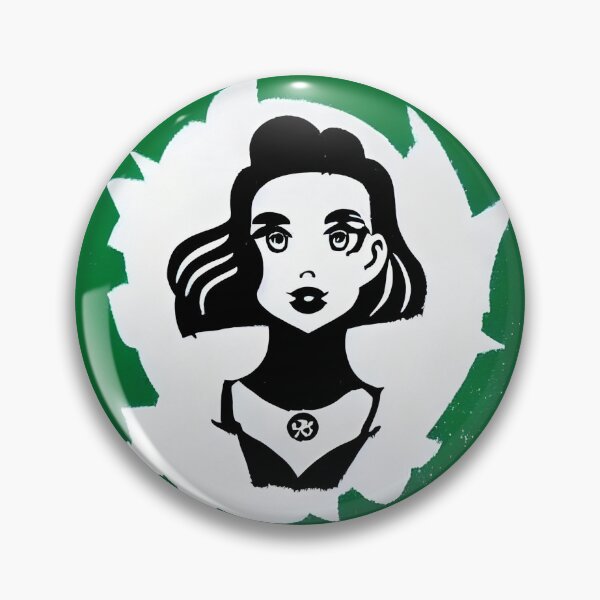 Item preview, green anime girl black and white stencil art designed and sold by UncleLanny.